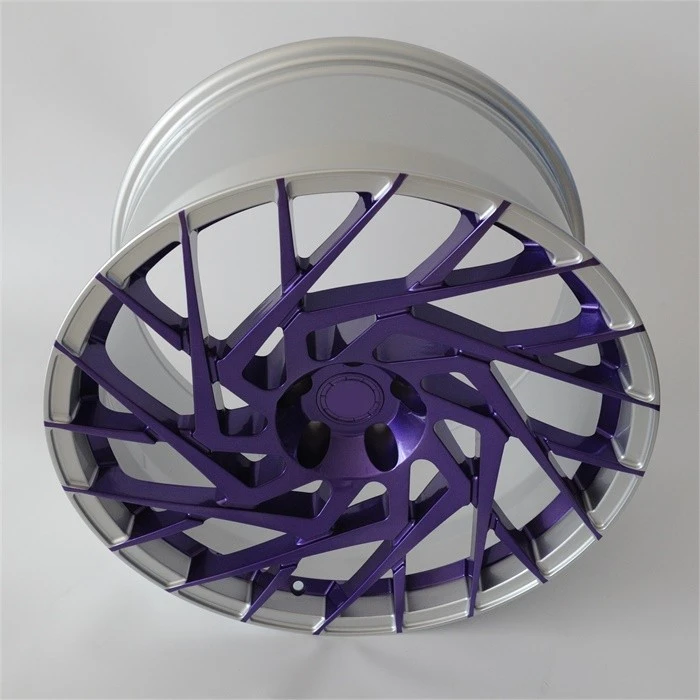 Silver + Purple 20x10/11 Inch Forged Passenger Car Wheels Aluminium Rims
